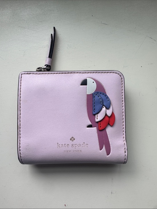 kate spade Handbags - kate spade Pink Zip Wallet with Multicolor Parrot Appliqué